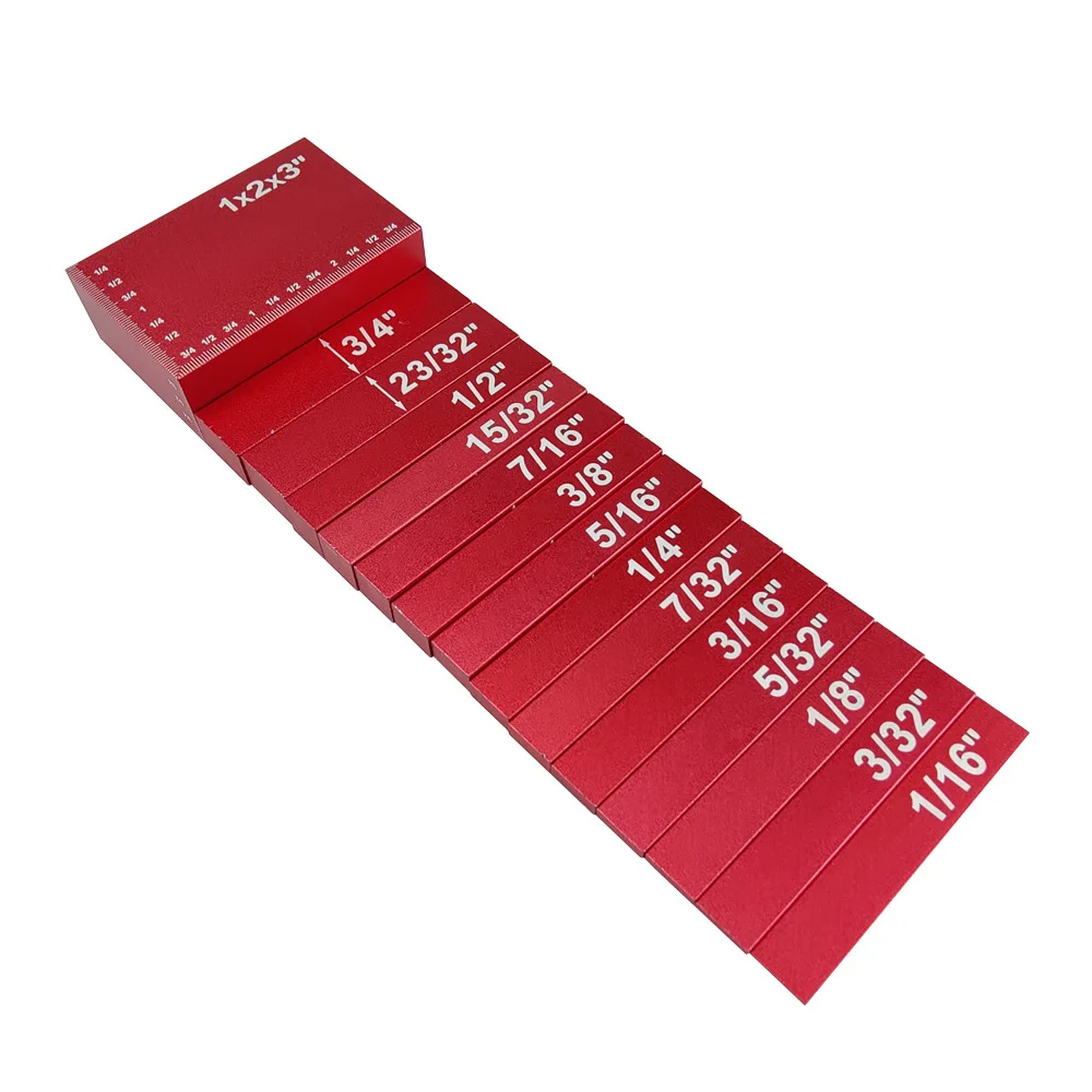 

15Pcs Inch & 9Pcs Metric Precision Aluminum Setup Blocks Height Gauge Set for Router And Table Saws Woodworking Measurement Tool