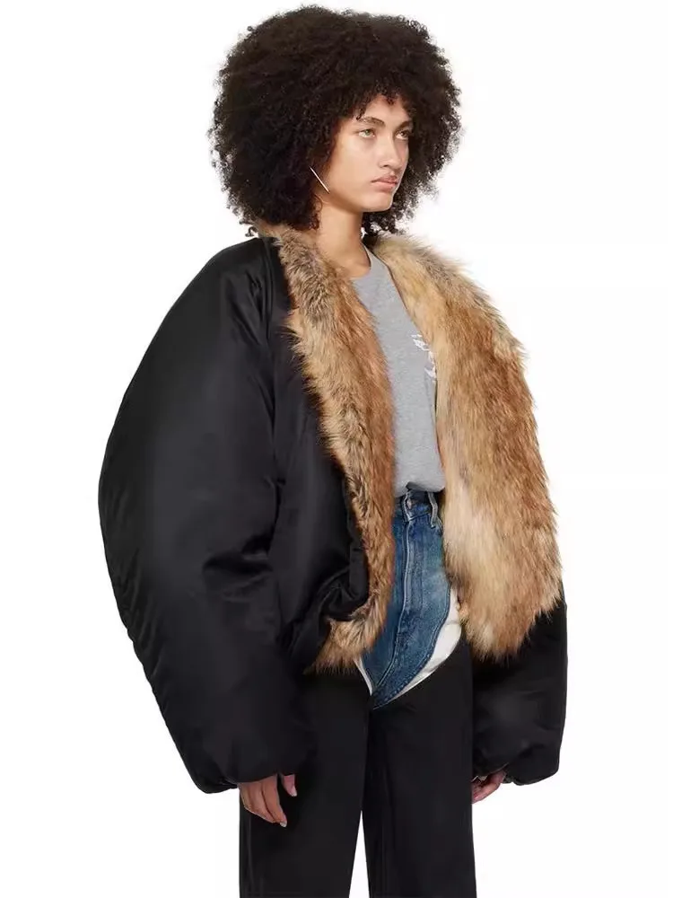 [MODX]-Veste en coton noir à la mode américaine, Silhouette adt, Épaissie, Chaude, Polyvalente, Cuillère à soupe, Manteau de fourrure convivial