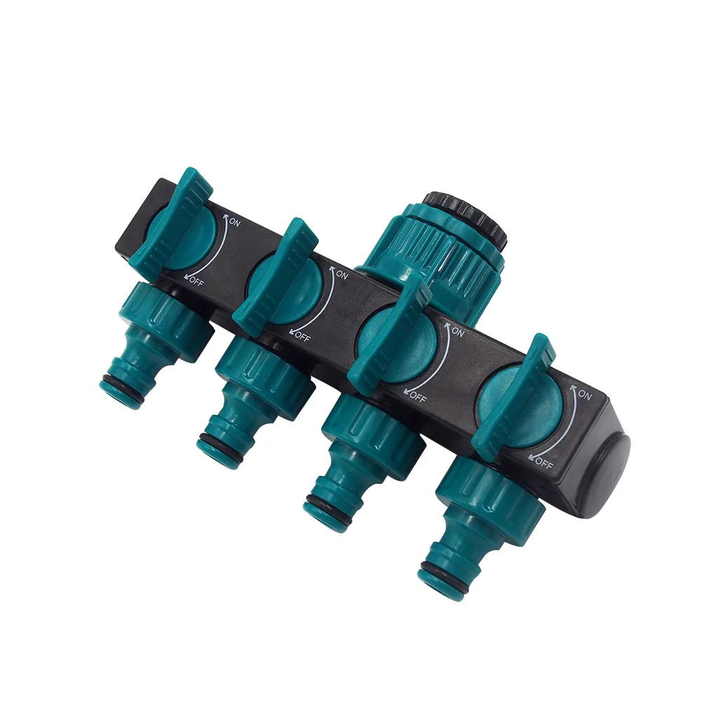 4 Way Hose Splitter, Hose Splitter for Garden 4 Way Shut Off Valve  Hose Nozzles Water Tap Converter Connector Splitter