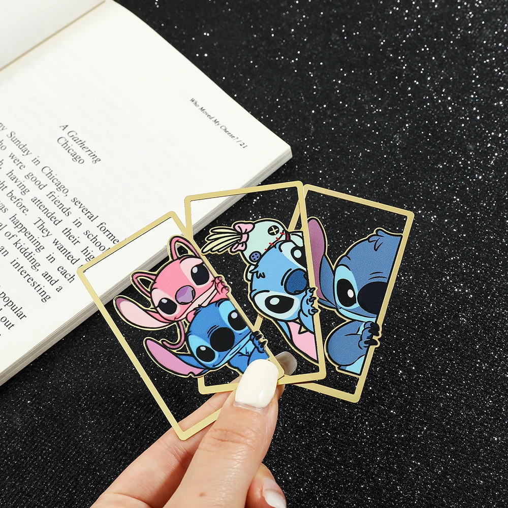 Disney Stitch and Angel Creative Metal Bookmarks for Women Men Kids Fans Cute Brass Book Marks Page Clip Books Accessories Gifts