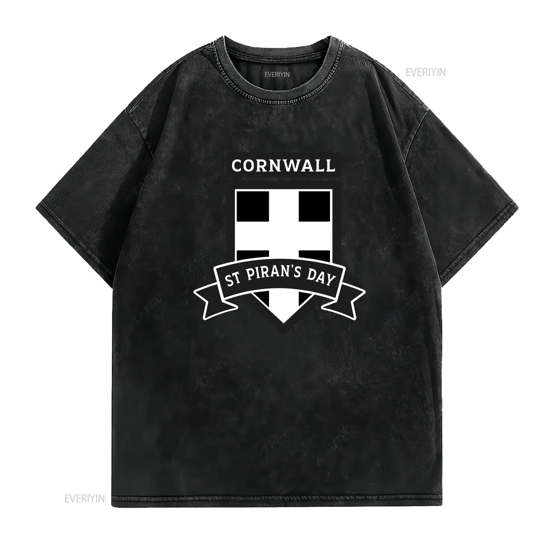 St Piran's Day Womens T Shirt Cornwall Cornish Shield Ladies  vintage Washed Comfortable designer clothes Slightly Stylish