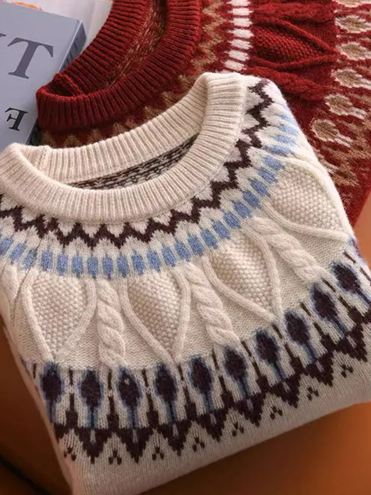 

Ele Loose Long Sve Woolen Knitted Sweater round Ne Comfortable Faionable Korean Sle Lazy Casual Trendy Top