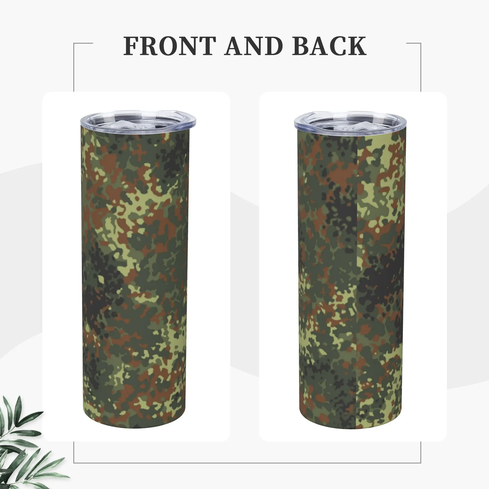 Flecktarn Camo Tumbler Vacuum Insulated Thermal Mug 20oz Double Wall Spill Proof Tags Coffee Cups With Lid Straw Water Bottle - view 3