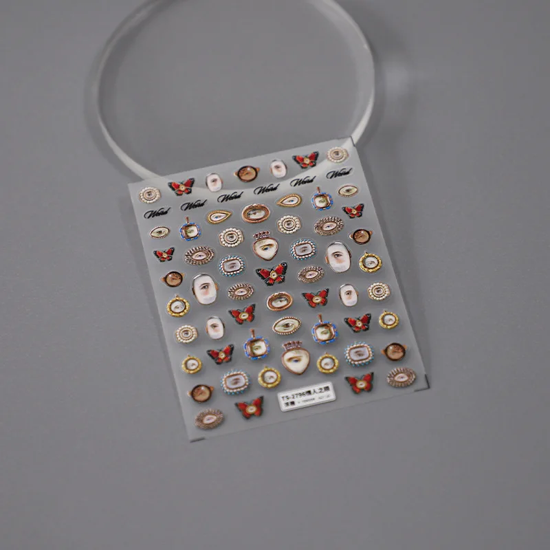 1 قطعة 5D تنقش هالوين مختلط عيون تصميم مسمار الفن ملصق الإغاثة ذاتية اللصق نقل مسمار الزينة المنزلق الشارات DIY بها بنفسك