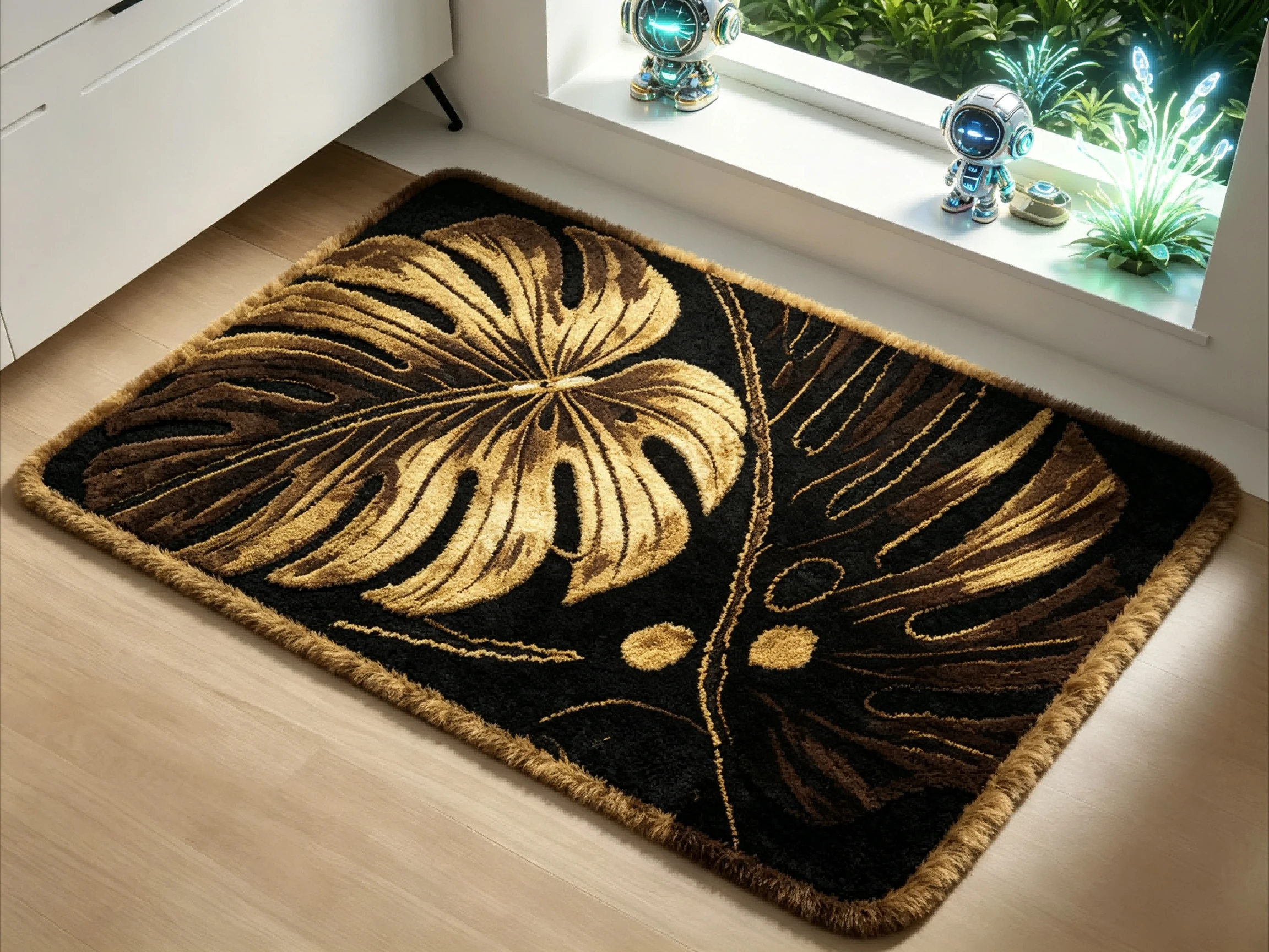 Tropical Botanical Theme Area Rug Multi‑Style Monstera Cactus Palm Leaf Graphic Boho Nature Art Design Rug for  Bedroom  Decor