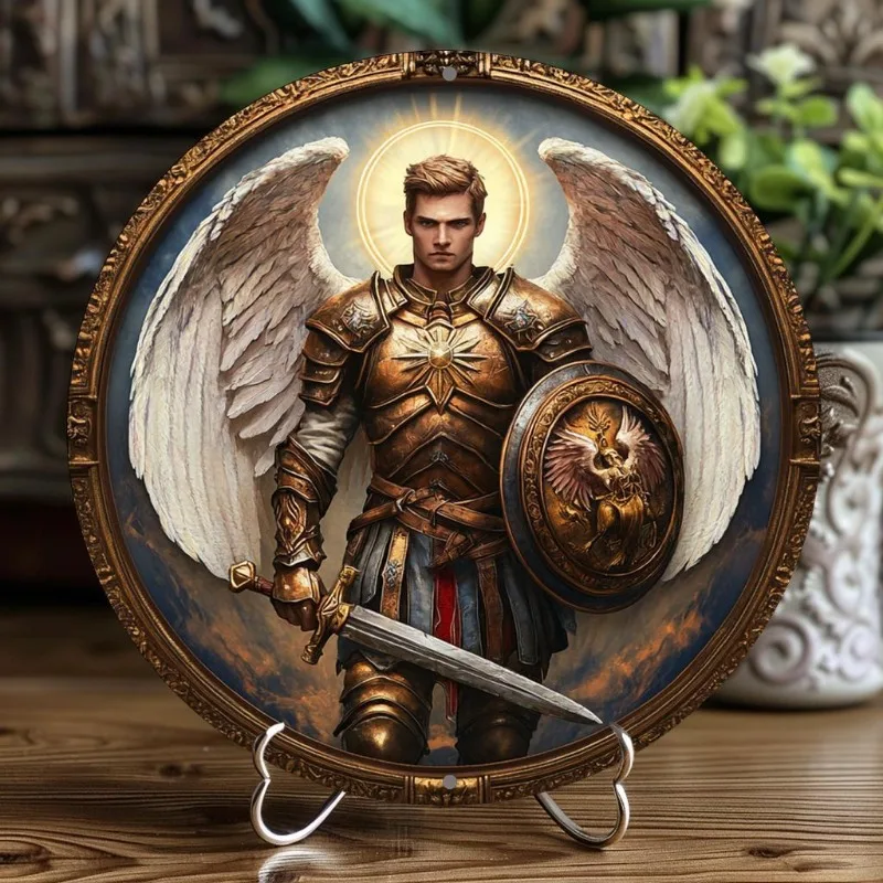 لوحة فنية جدارية من الألومنيوم Angel Warrior، لافتة معدنية مزخرفة بطباعة عالية الدقة، للبار والمقهى والمنزل وغرفة المعيشة والمكتب وديكور الحفلات والهدايا #1