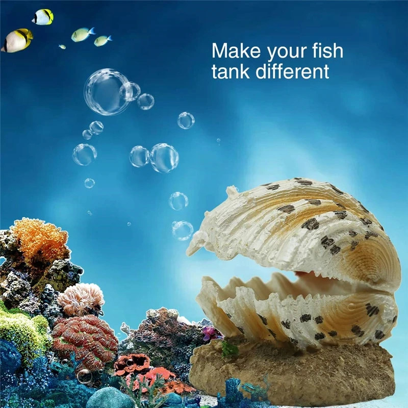 1pc Aquarium Decoration Aerating Action Ornament Shell Pearl Air Stone Aquarium Fish Tank Shell Bubbler Decor Bubble Decoration