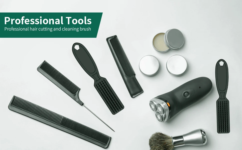 16-teiliges Set mit Bürsten für Friseurbedarf, zum Reinigen von Klingen und Trimmern, Staubwedel, Maniküre-Nylonbürste, Haarstyling-Werkzeug (Schwarz) – Detail 3
