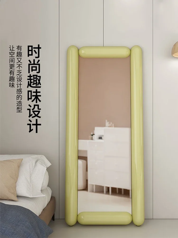 Floor-to-wall full-length mirror ins Nordic luxury dressing mirror cream mirror