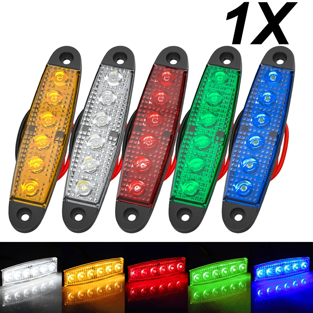 

1 12V 24V Car External LED Constant Lights 6LED Auto Bus Truck Lorry Side/Back Strip Brake Indicator Marker Trailer Warning Rear