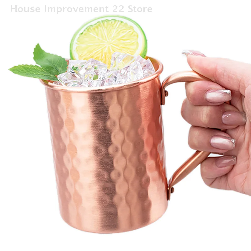 500ml 100% Copper Moscow Mule Mug Cocktail Wine Cup Hammered Coppery Beer Mugs Coffee Mug Milk Cup Bar Cup Drinkware Durable