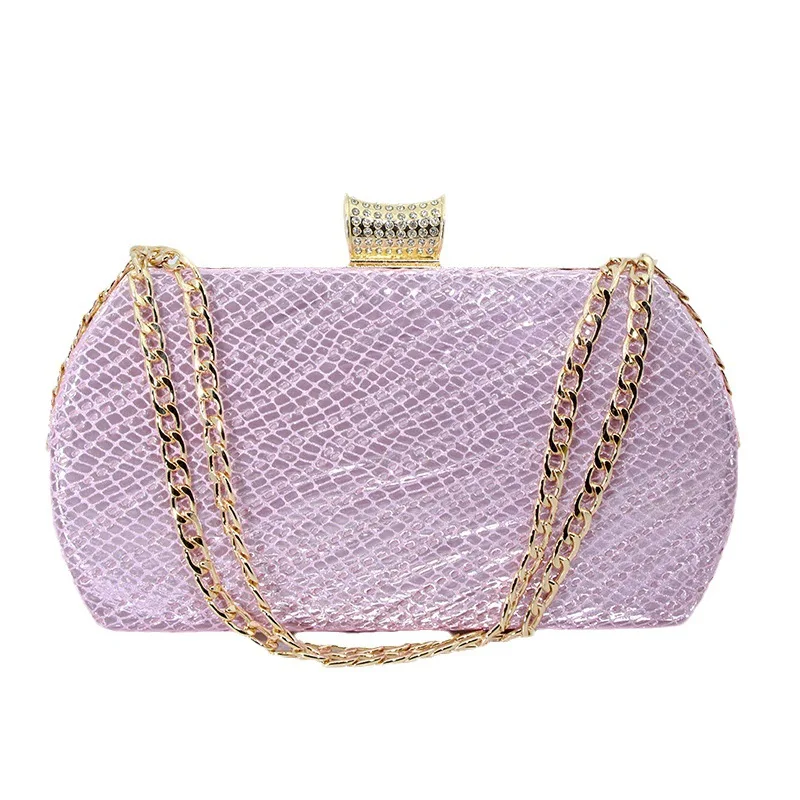Chain Diamond Dinner Bag Women's Party Temperament Dress Shoulder Clutch Luxury Shiny Rhinestone Bag Sequin Glamour Party Clutch