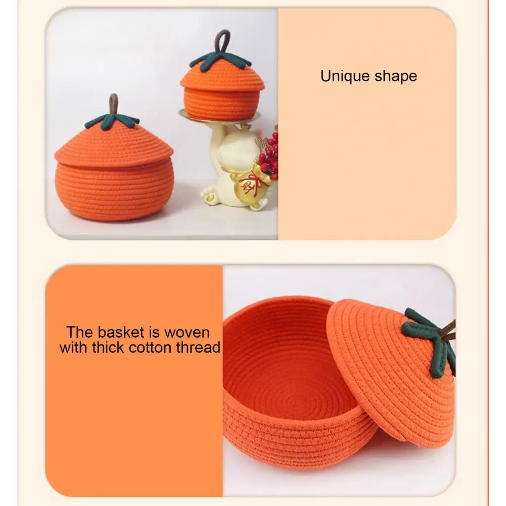 Cotton Rope Basket Woven Storage Basket Spooky Halloween Woven Pumpkin Basket Capacity Organizer for Toys Snacks Candy Versatile