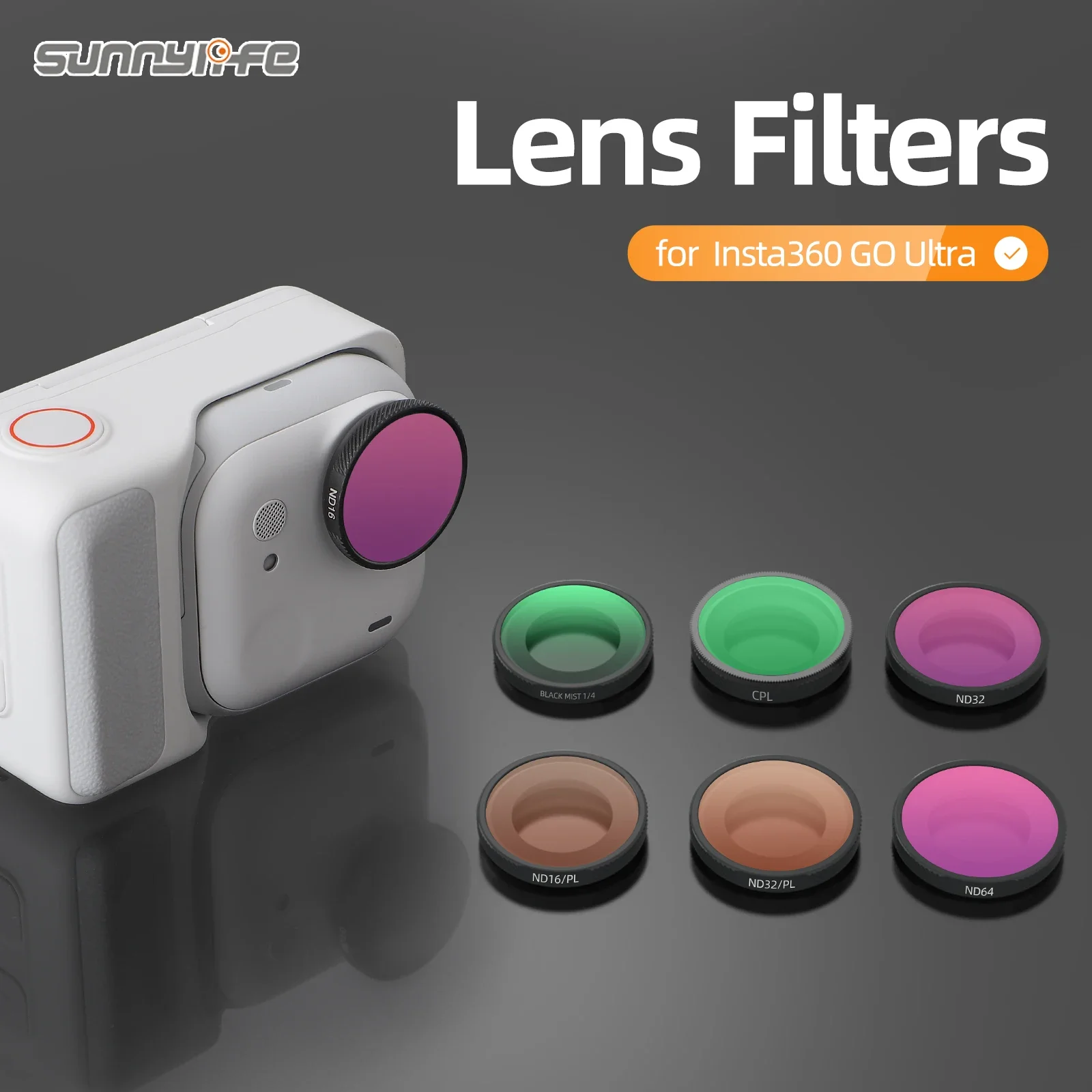 

Sunnylife ND Lens Filter for Insta360 GO Ultra Optical Glass Lenses Adjustable Filter Set MCUV ND8 ND16 ND32 ND64 Accessories
