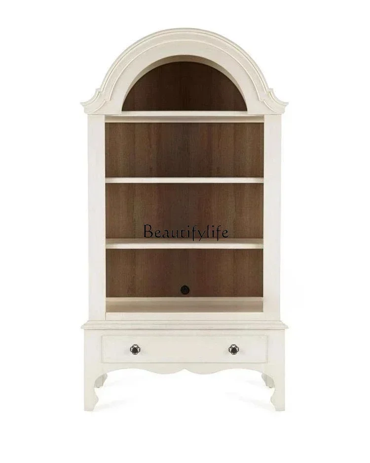

FG26American Country Solid Wood Arched Bookcase Bookshelf Storage Display Cabinet Study Furniture