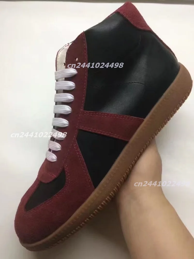 Vintage Men Mid Ankle Casual Shoes Splicing Suede Smooth Upper, Non Slip Durable Rubber Sole, Minimalist Retro Street Footwear