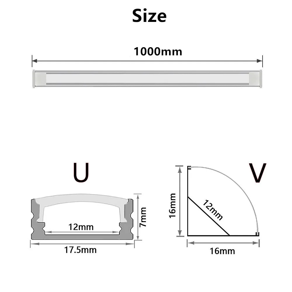 DHL 10-100szt/lot 1M U/V Shape Corner Aluminium Profile Channel Holder for LED Strip Light Bar Under Cabinet Lamp Kitchen Closet