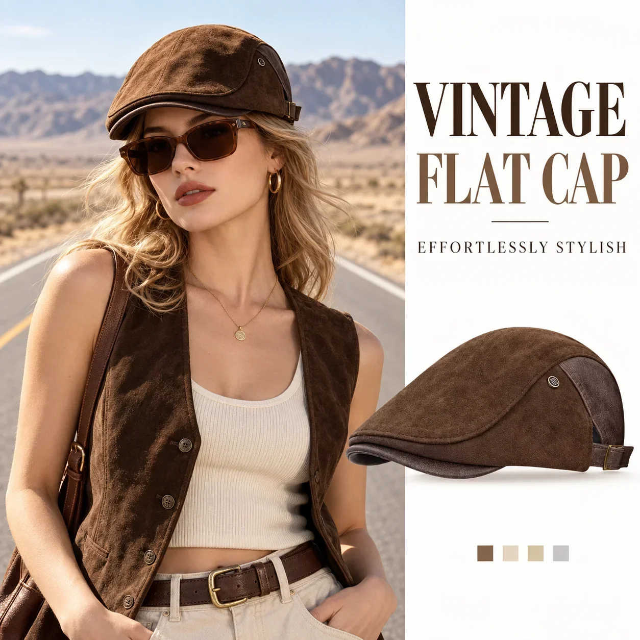 2027 Women Faux Suede Ivy Cap Adjustable Duckbill Flat Hat Autumn Winter Warm Retro Casual Outdoor Travel Street Fashion Cap