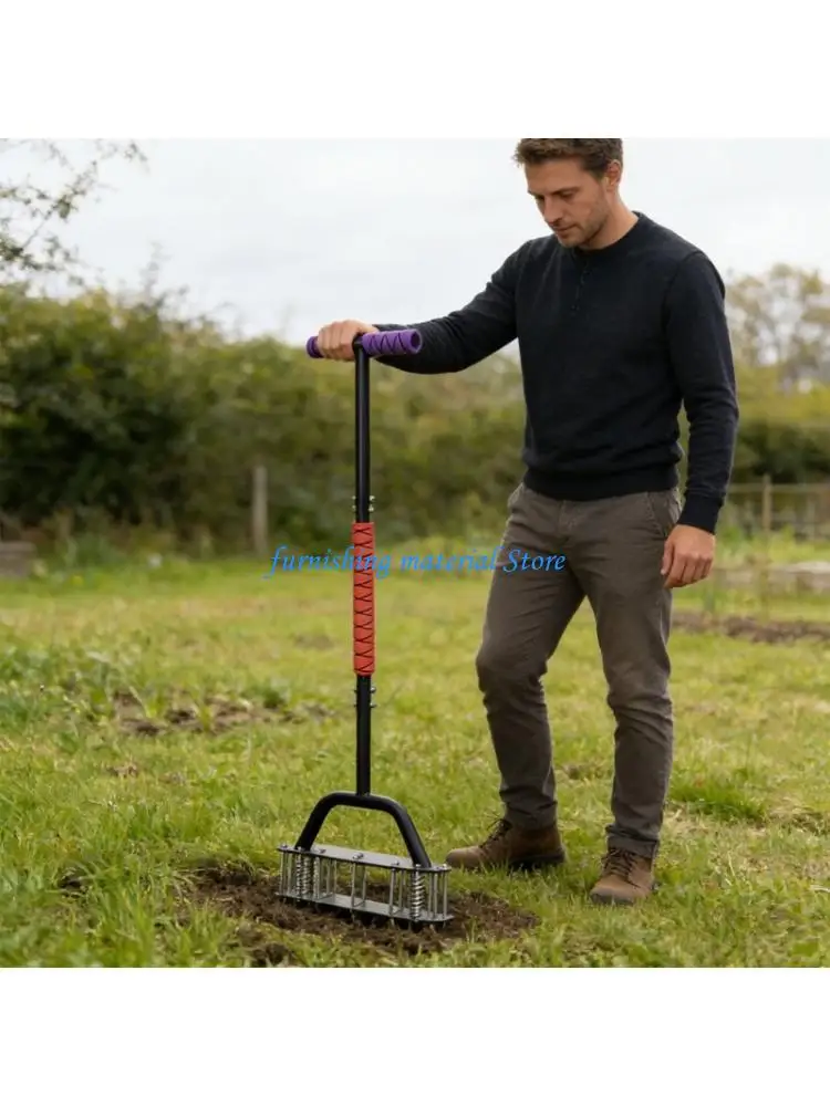 Y5GD Reinforced Yard Soil Loosener Tool With Wide Cushioned Grip And Deep Root Oxygenation Tips