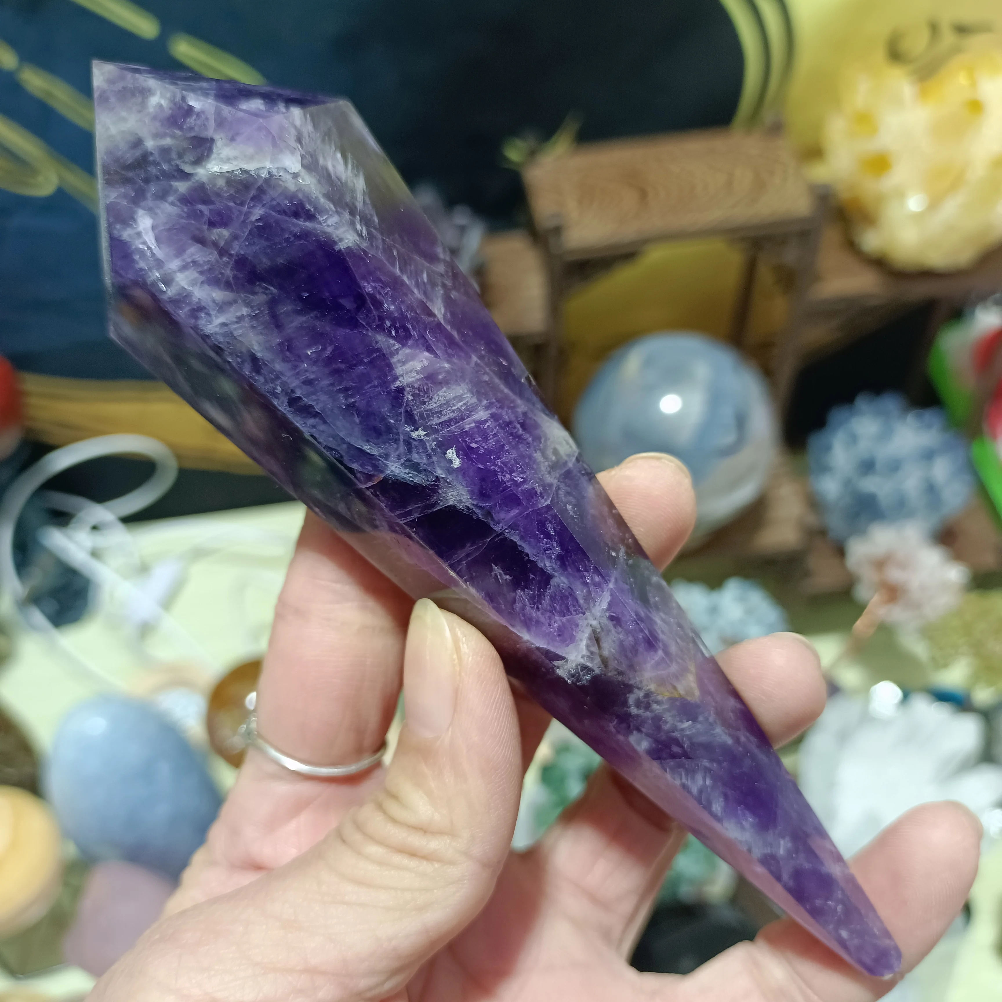 

10-13cmMagical Natural Dream Amethyst Scepter Quartz Mineral Specimen Reiki Healing Home Office Degaussing Decoration Energy Gem