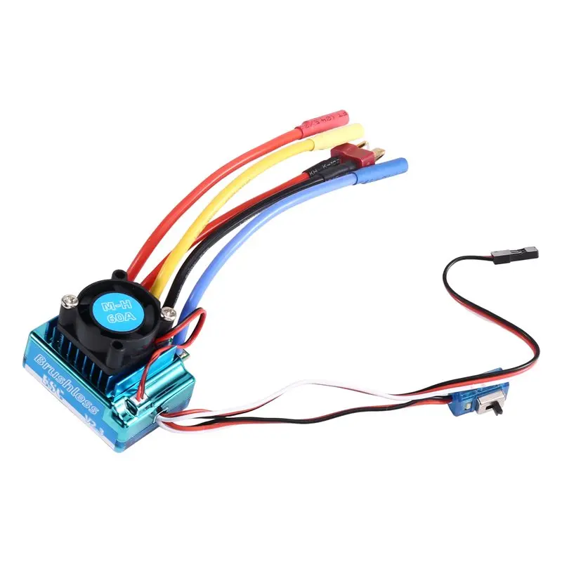 B78B-Speed Controller With 60A Brushless ESC T Plug 4.0Mm Banana Connector For 2847 540 3650 RC Car Boat Motor 2-3S