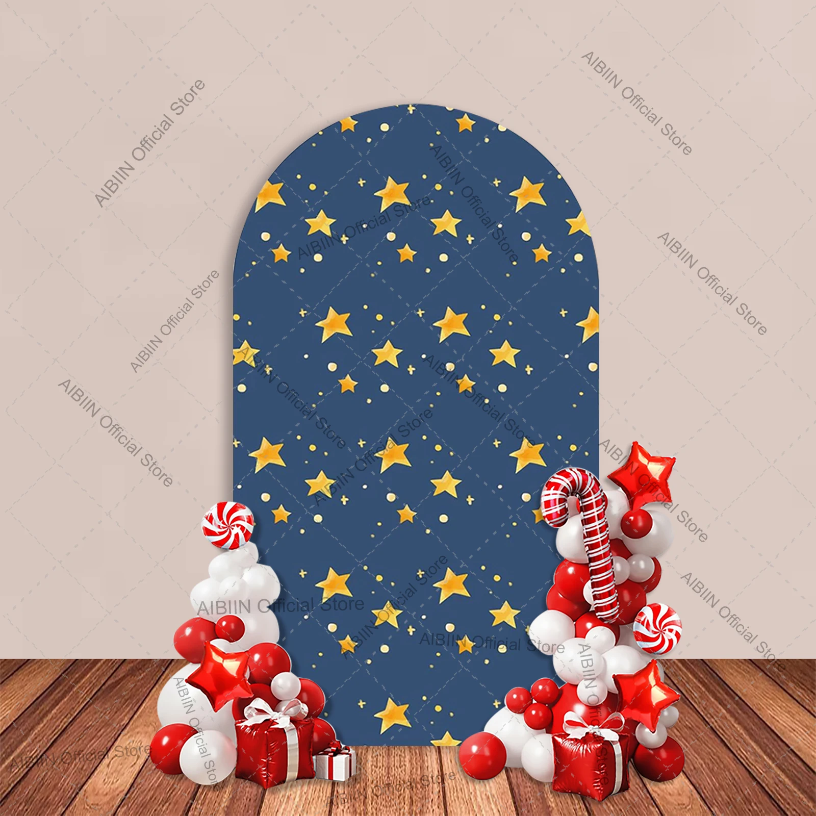 Birthday In Space Arch Backdrop Cover Outer Space Astronaut Star Meteor Universe Dark Dusty Blue Boy Cake Party Decor Background