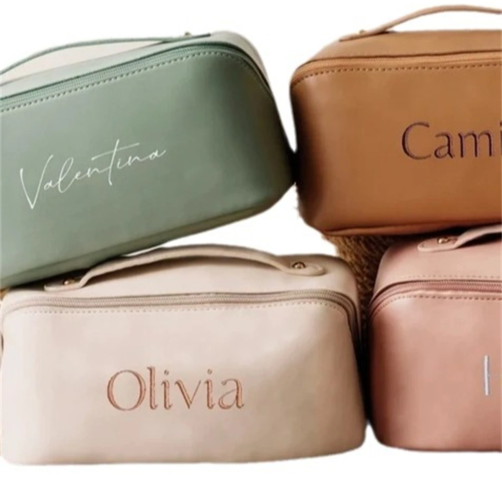 Embroidery Personalized Makeup Bag Travel Customized Name Bags for Girls Large Capacity High-quality Makeup Bags Toiletry Bag