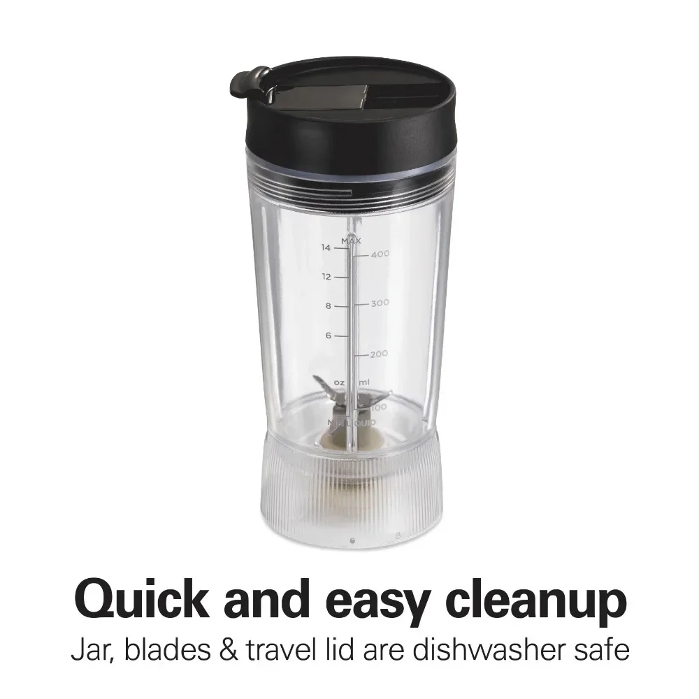 Personal Blender with Leak-Proof Travel Lid Jar Black Powerful Mixing Performance Quick and Easy Cleaning