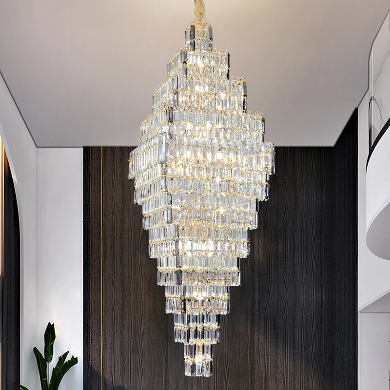 

Villa Light Luxury Crystal Chandeliers Lustre Duplex Building Hall Chandelier 2024 New Trend Modern Decoration Home 8898#