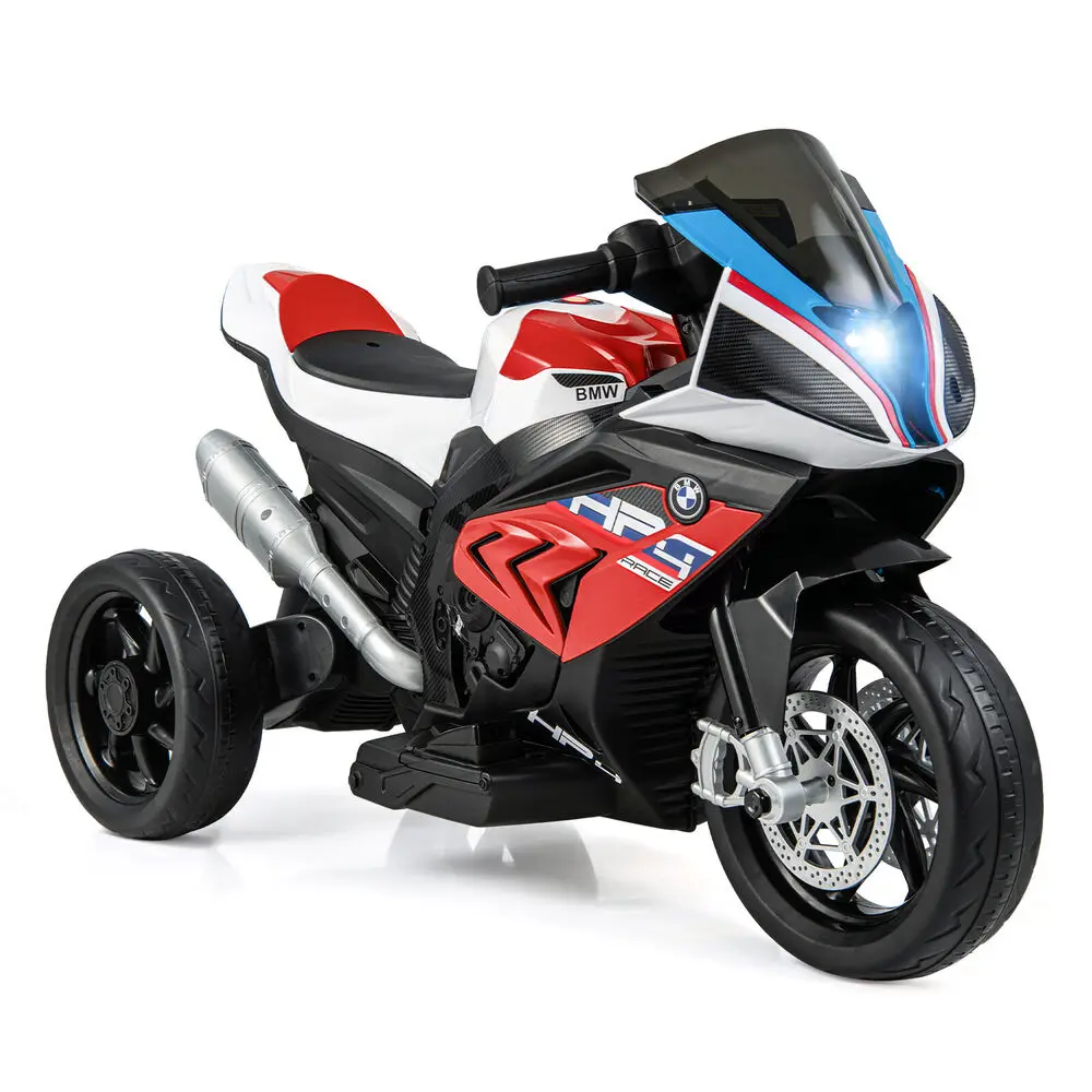 Babyjoy 12V Kids Ride on Motorcycle w/ Bright LED Headlights & Non-Slip Wheels Red