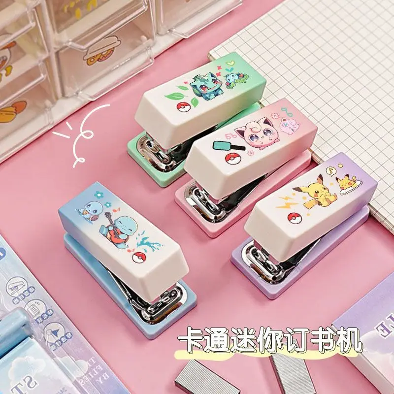 

2025 new Pikachu stapler Squirtle Genggui compact home office staple students can carry durable