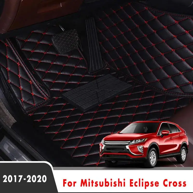 LHD Car Floor Mat For Mitsubishi Eclipse Cross 2020 2019 2018 Leather Carpet Car Interior Decor Styling Car Accessories