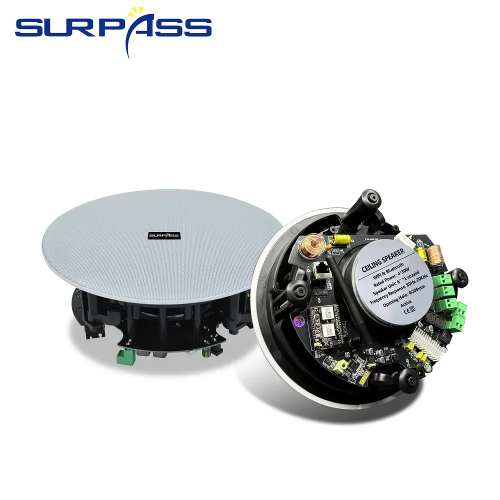 

40W 6'' WiFi Bluetooth Speaker Wireless In-ceiling Speaker Music Column Speakers With WIFI Amplifier Module Flush Mount In Wall
