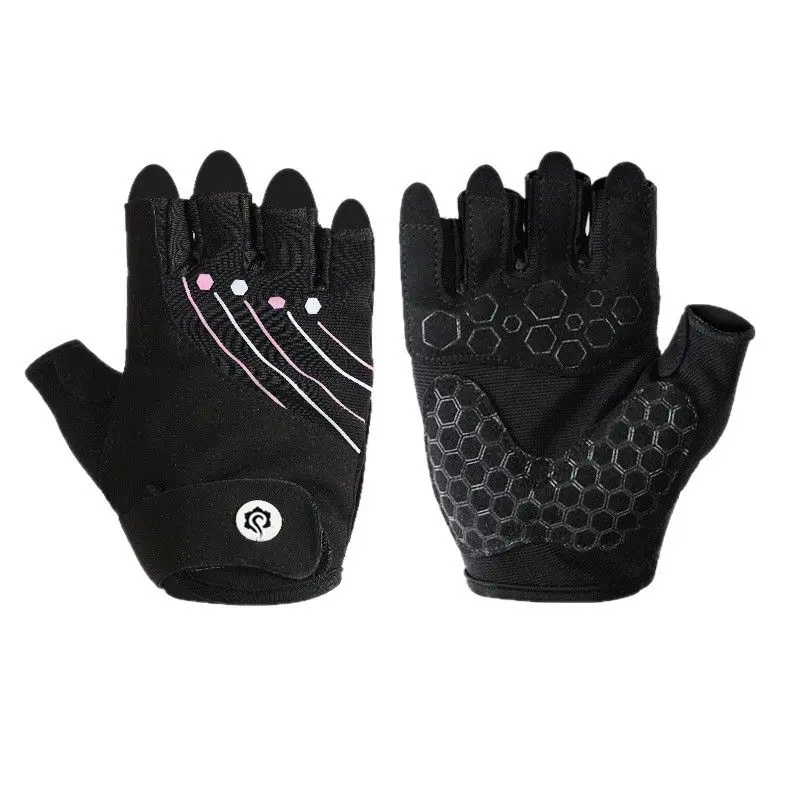 قفازات اللياقة البدنية النسائية بنصف إصبع - مضادة للانزلاق ومسامية وماصة للعرق لليوجا وركوب الدراجات #5