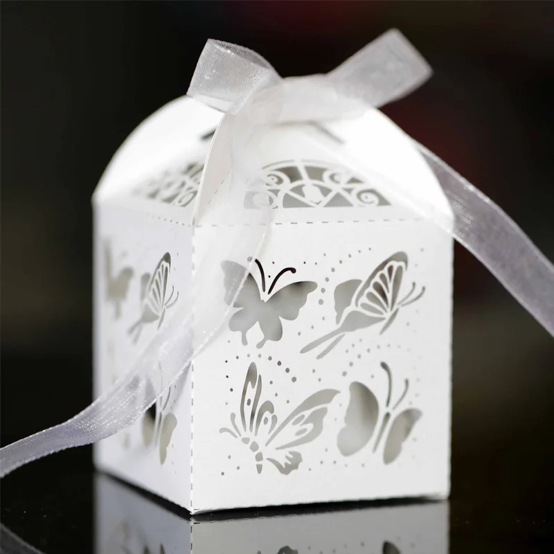 

50Pcs Laser Cut Butterfly Candy Box Baby Shower Birthday Wedding Engagement Party Supplies Guests Gift Chocolate Packaging Box