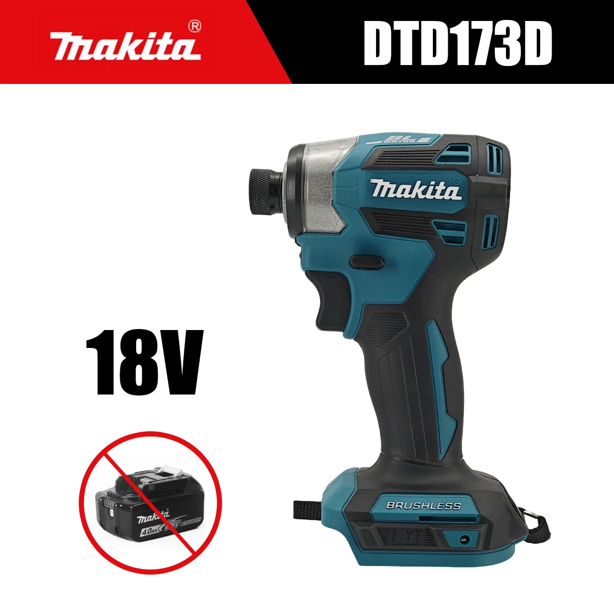 Makita 18V DTD173 borstelloze boormachine, elektrisch gereedschap, veelkleurig, doe-het-zelf, 180 Nm, elektrische houtbout, T-modus