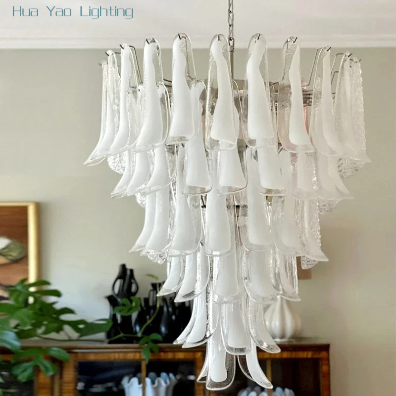 French living room light luxury retro villa duplex staircase dining room pendant light American glass master bedroom light