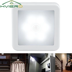 Motion Controlled Human Body Sensor LED Night Light Smart Battery Operated WC Bedside Lamp For Room Hallway Pathway Home Light