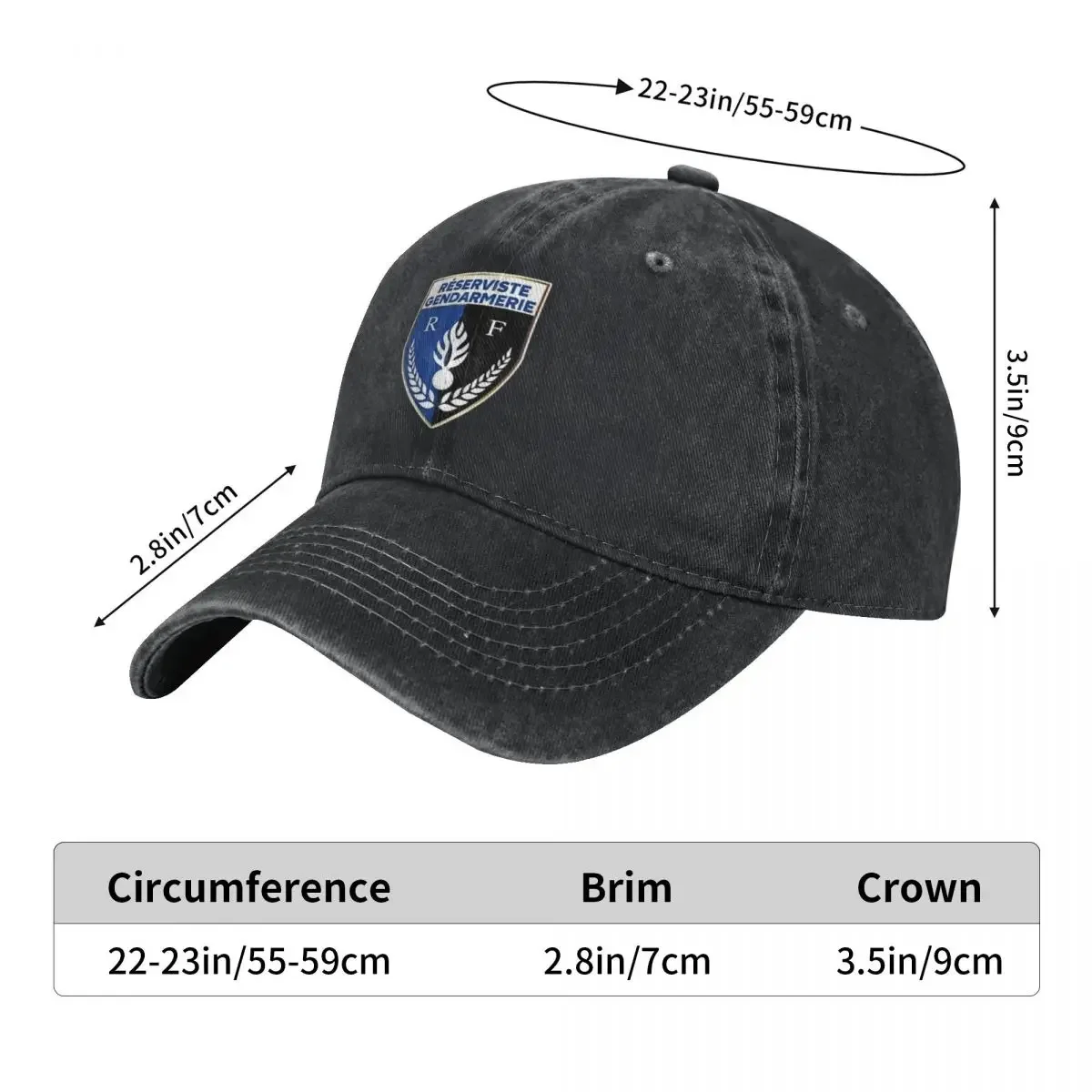 Gendarmerie Washed Baseball Cap Reservist Insignia Trucker Hat Summer Female Male Outdoor Sport Baseball Caps