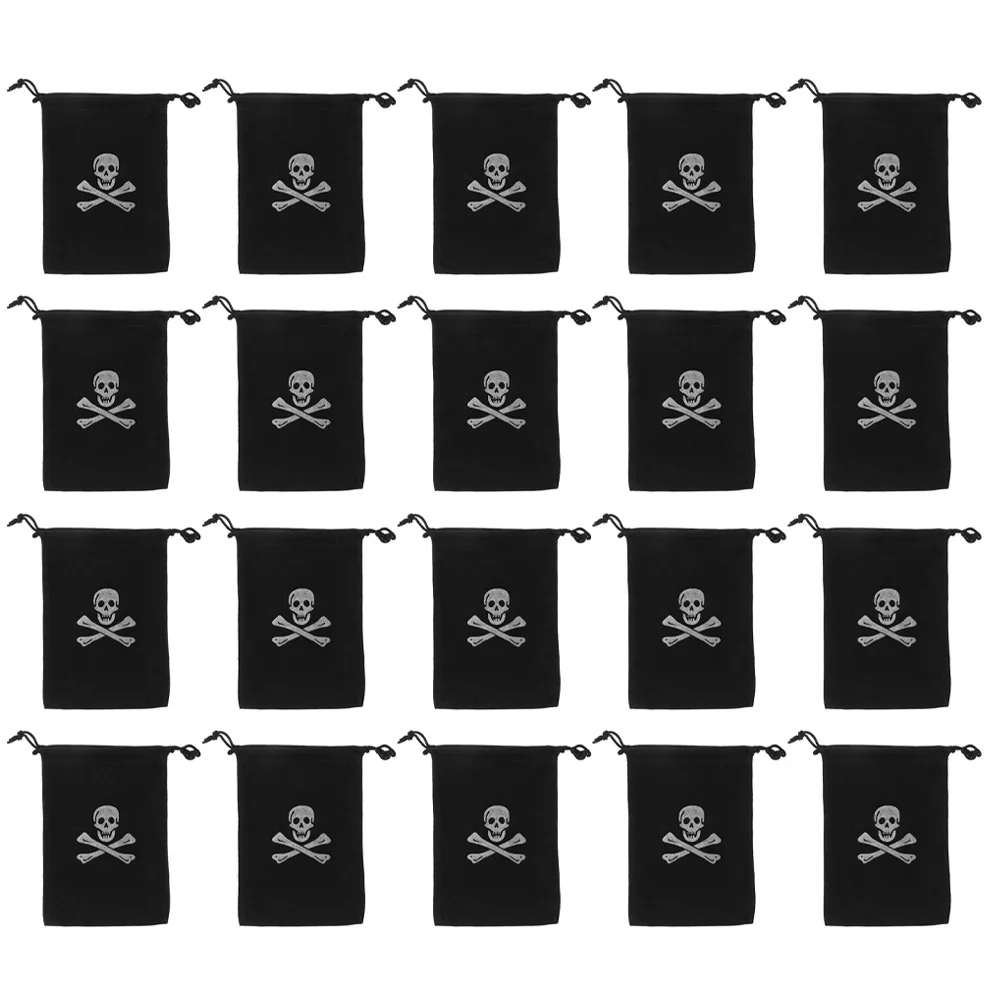 

20Pcs Halloween Pirate Pouch Halloween Bags Drawstring Bags Gift Candy Bag Halloween Skull Pouch Storage Bag