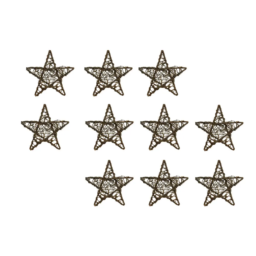 

10Pcs 10Cm Natural Rattan Pentagram Ornament Unique Christmas Decor for Indoor Outdoor Home Office Restaurant Hotel Display