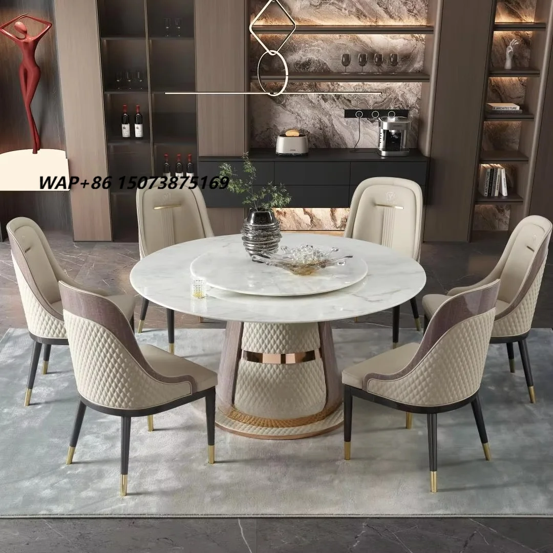 Luxury Marble Round Table Restaurant Design One Stop Service Set Restaurant Table Family Gathering High End Round Table