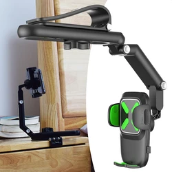 Folding Sun Visor Phone Holder With Clip Stable Portable Adjustables Versatial Anti-Shake Car Navigation Holder For Van SUV Auto