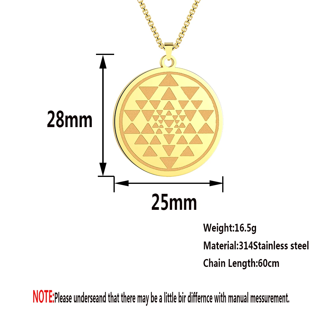 Kinitial Personalized Sri Yantra Symbol Stainless Steel Pendant Necklace For Women Sacred Geometry Jewelry Buddhism Amulrt Gift