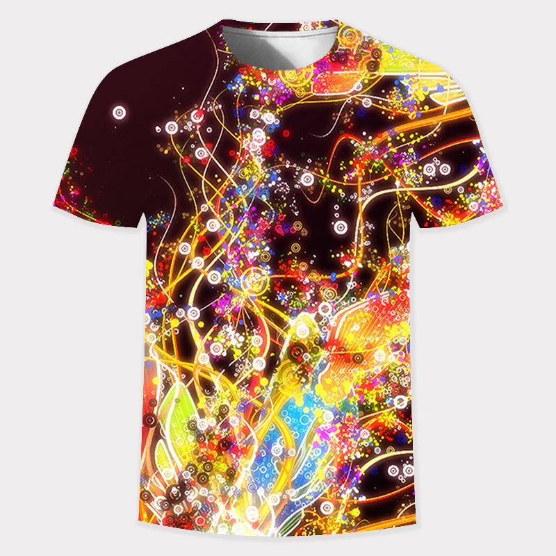 Men New T Shirt 3D Golden Glitter Digital Printed T-shirt O-neck Short Sleeve Men's Casual Personality Tee Comfortable Tops