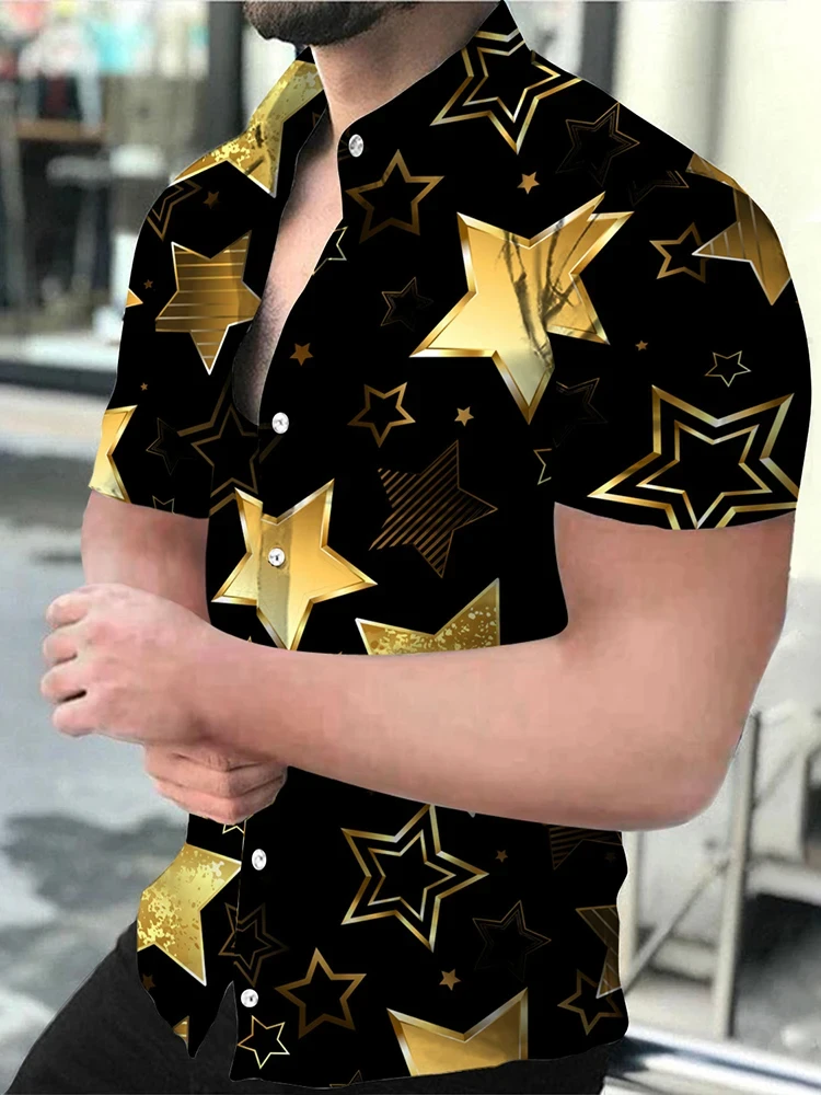 Camisa de lujo con botones impresos en 3d para hombre, blusa de gran tamaño a la moda, camisa de solapa, Camisas de playa, ropa informal