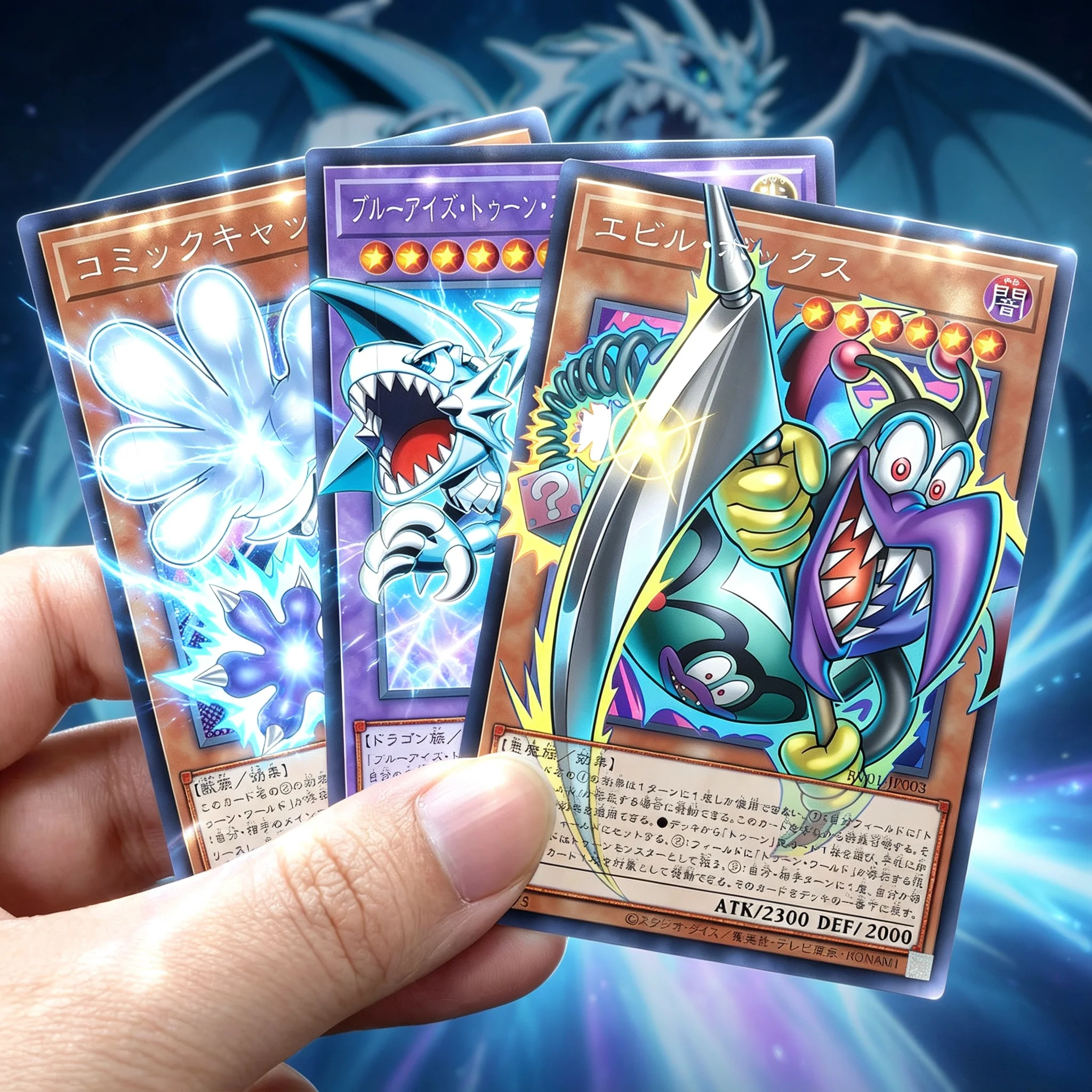 3pcs Yu-Gi-Oh！DIY Blue Eyes Ultimate Toon Dragon Collectible Card Evil Box/Comic Cat Frame Shatter Foil Game Universal N Card