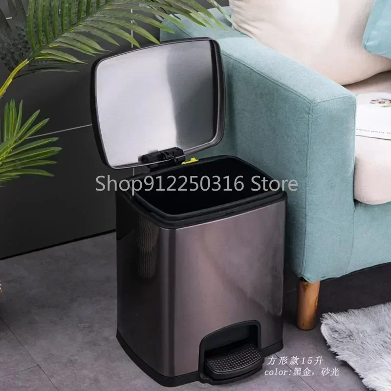 Stainless Steel Trash Can Bathroom Garbage Recycling Large Capacity Luxury Trash Can Kitchen Dumpster Lixeira Banheiro Bucket