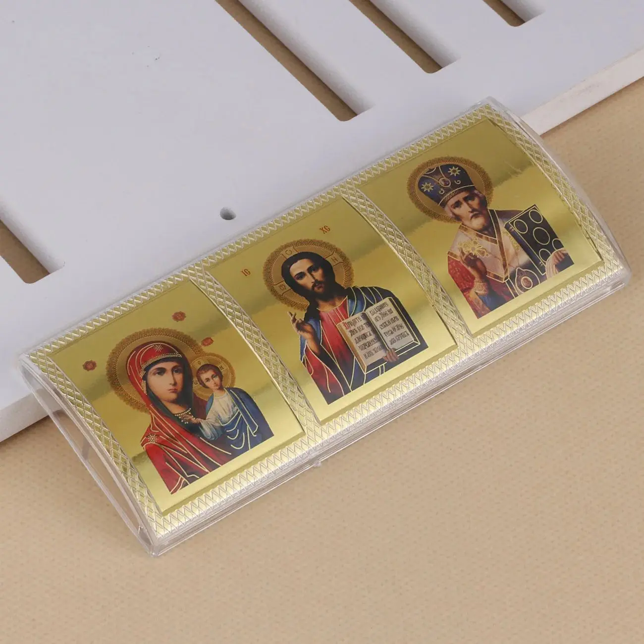 Orthodox Our Lady of Kazan Jesus Christ The Teacher Icon Sticker Figures Triptych Icons Decoration Church Wall Car Decor