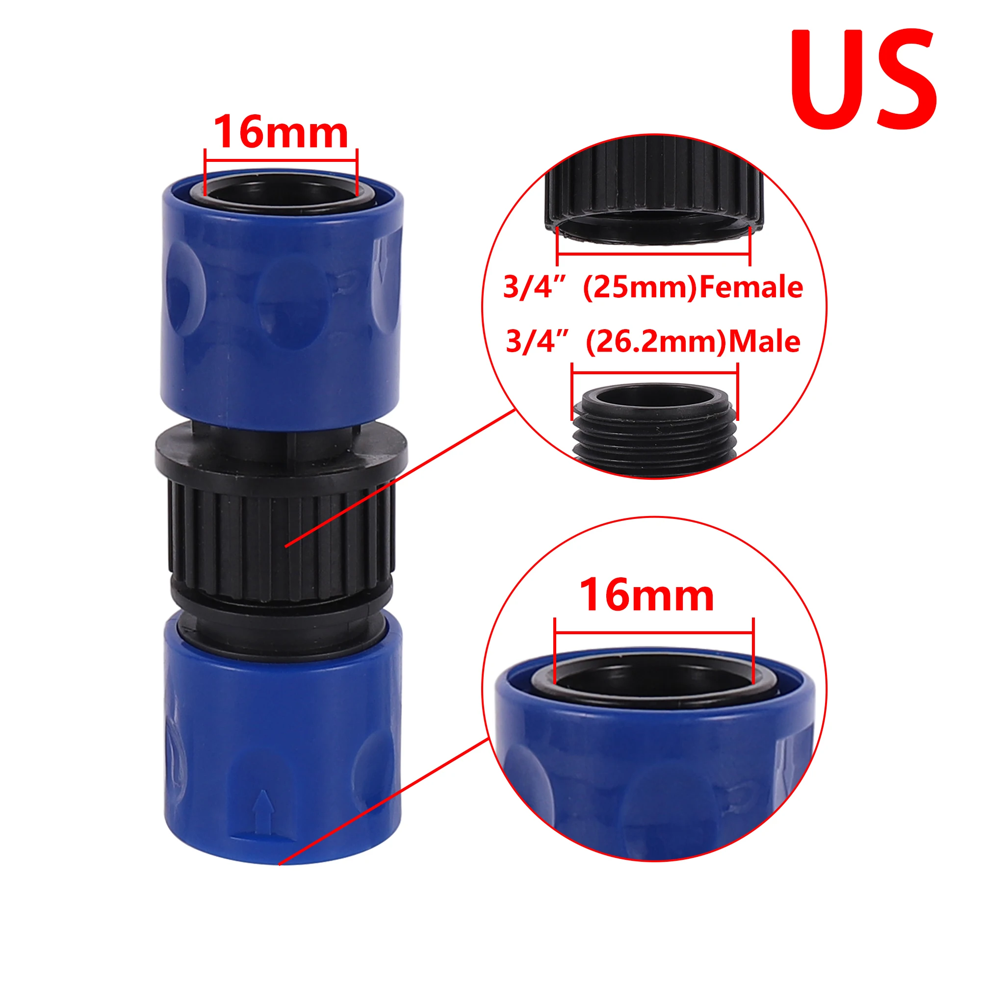 Quick Connector Nipple US/EU Thread 3/4 Inch Male Threaded Hose Pipe Adapter for Garden Tubing Drip Irrigation Watering System